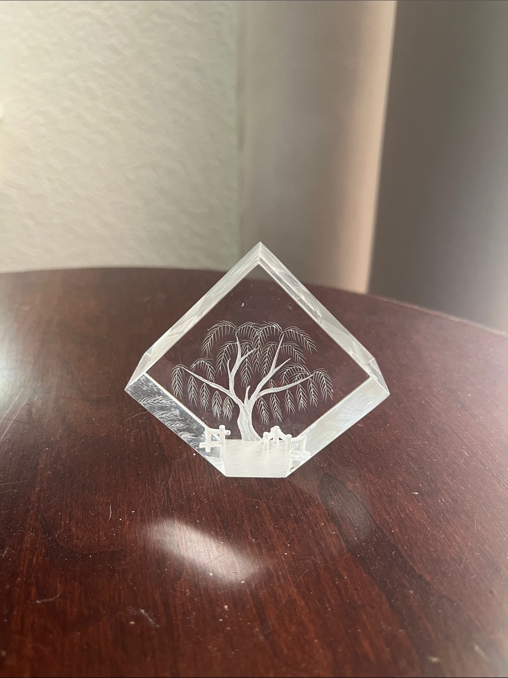 Acrylic etched willow tree